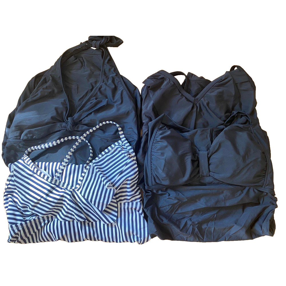 Bundle of 4 Maternity Swimsuits Black and Striped Size Medium